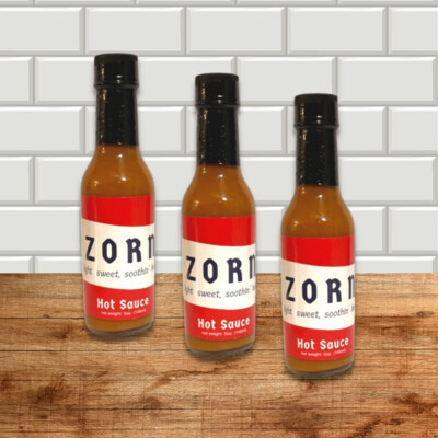 Zorn Hot Sauce - Flavorful Heat with a Lightly Sweet Touch - 3 5oz Bottles