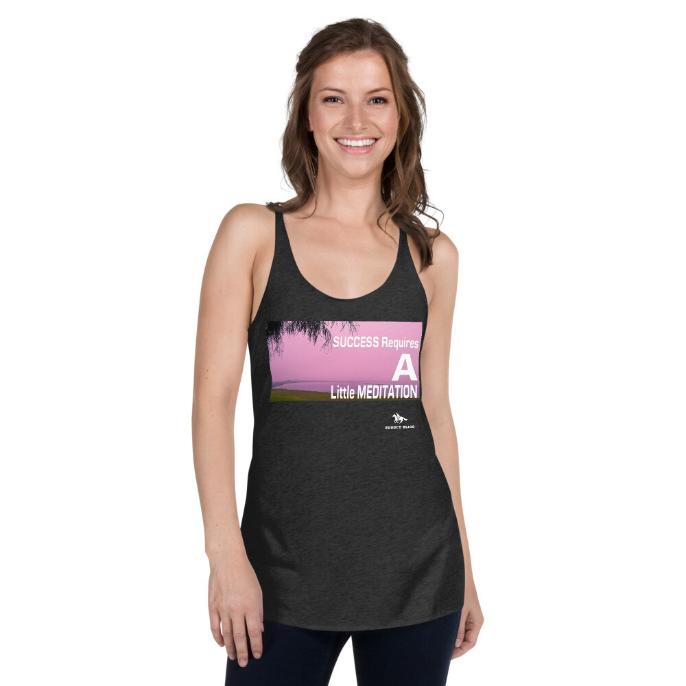 A LITTLE  MEDITATION-Women&#39;s Racerback Tank, Color: Vintage Black, Size: XS