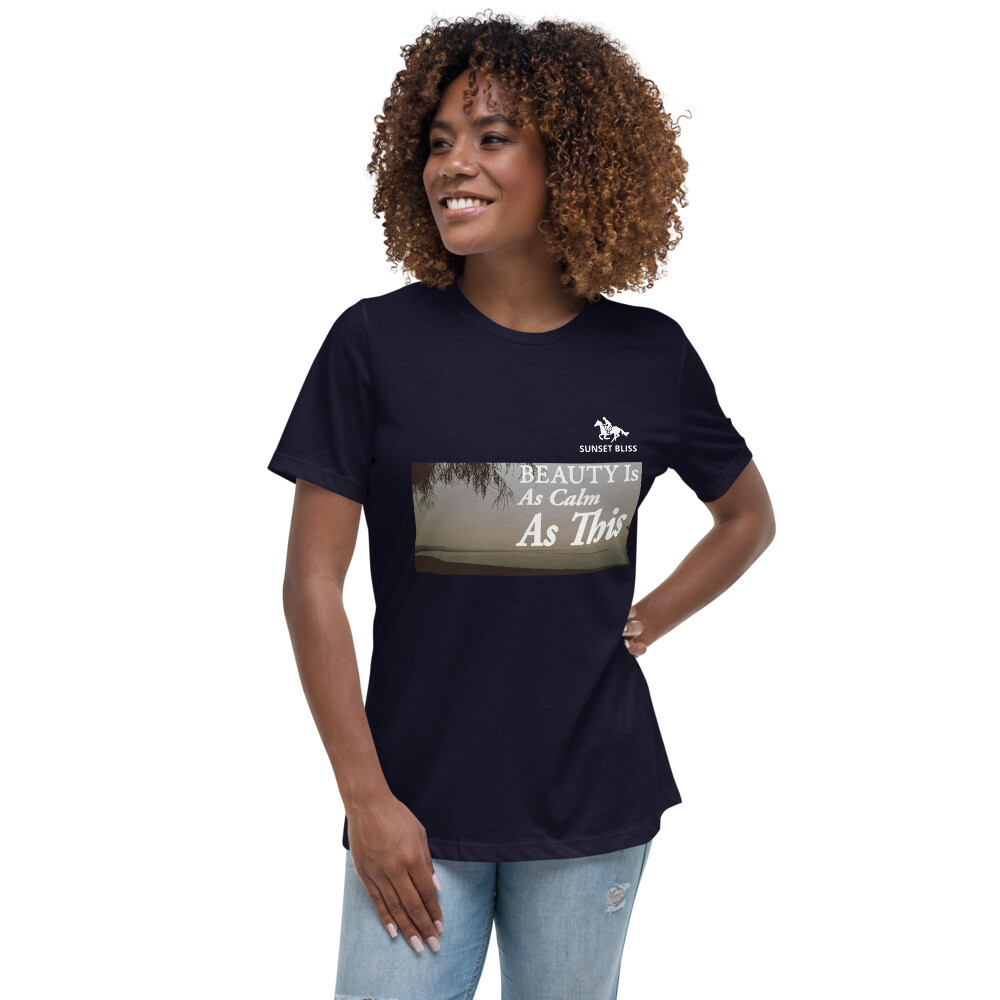 A LITTLE MEDITATION-Women&#39;s Relaxed T-Shirt, Color: Navy, Size: S