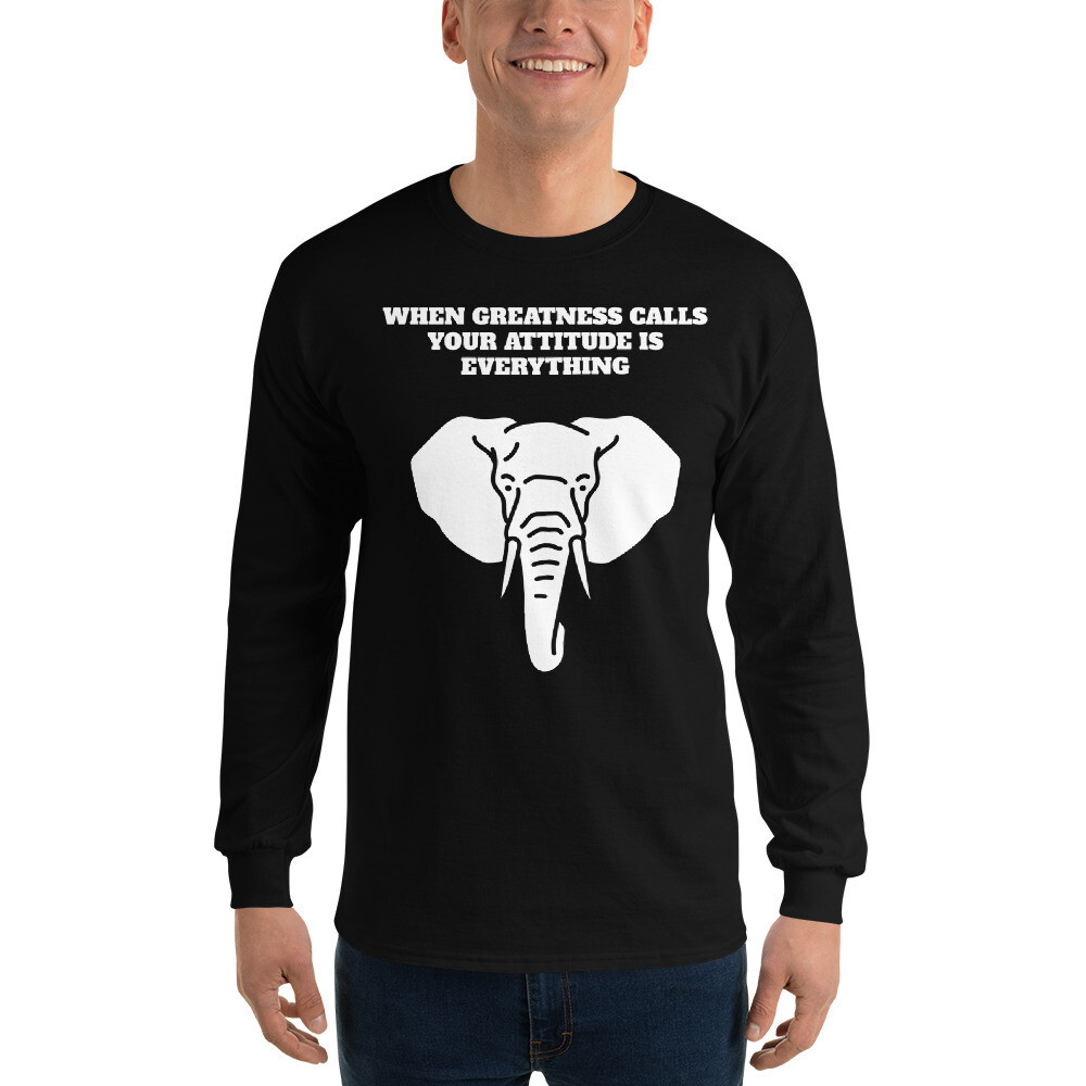 GREATNESS CALLS-Men’s Long Sleeve Shirt, Color: Black, Size: S