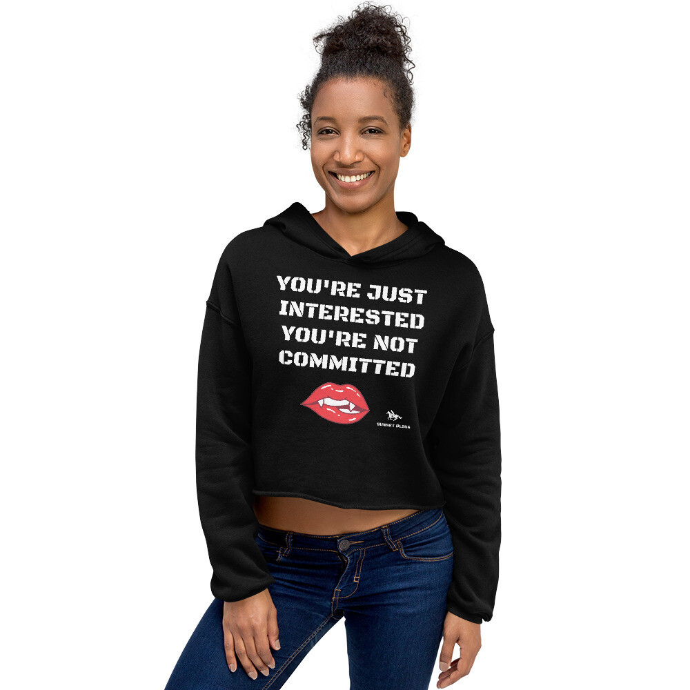 JUST INTERESTED-Crop Hoodie, Color: Black, Size: S