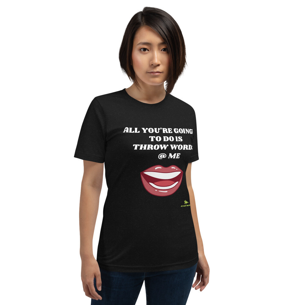 THROW WORDS-Short-Sleeve Unisex T-Shirt, Color: Black Heather, Size: S