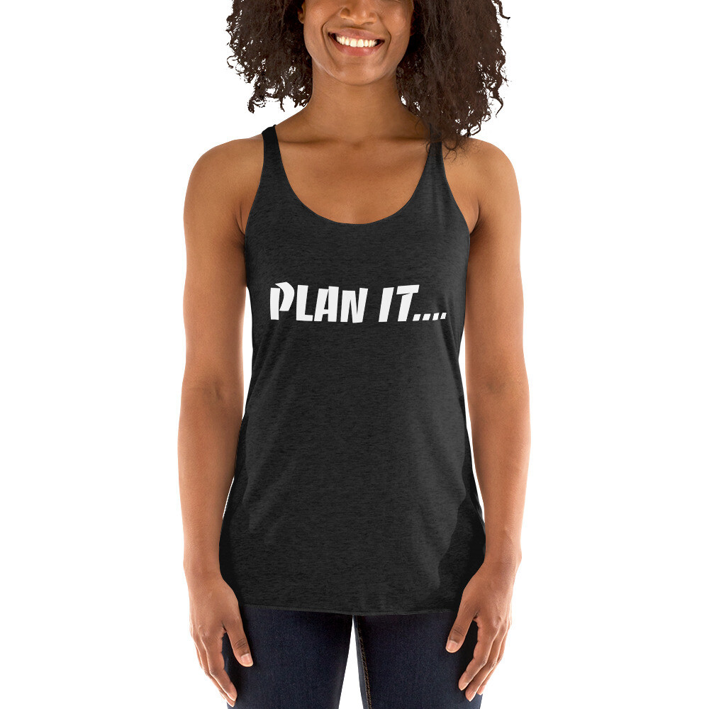 PLAN IT-Women&#39;s Racerback Tank, Color: Vintage Black, Size: S
