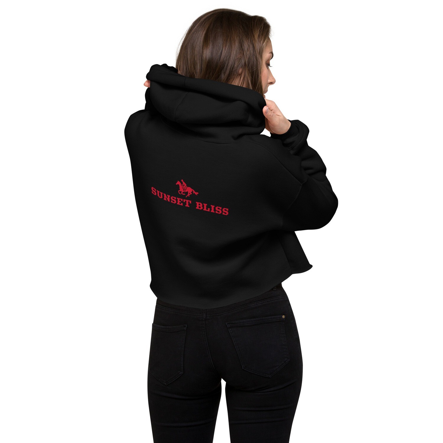 VALENTINE-Crop Hoodie, Color: Black, Size: S