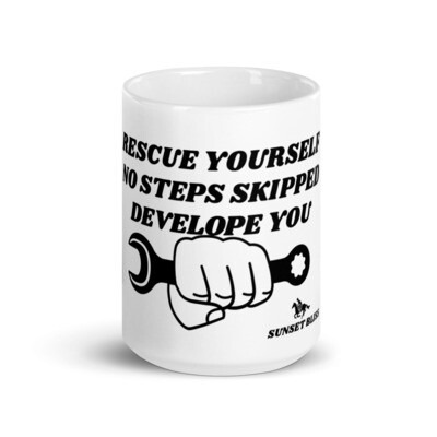 RESCUE YOURSELF-White glossy mug