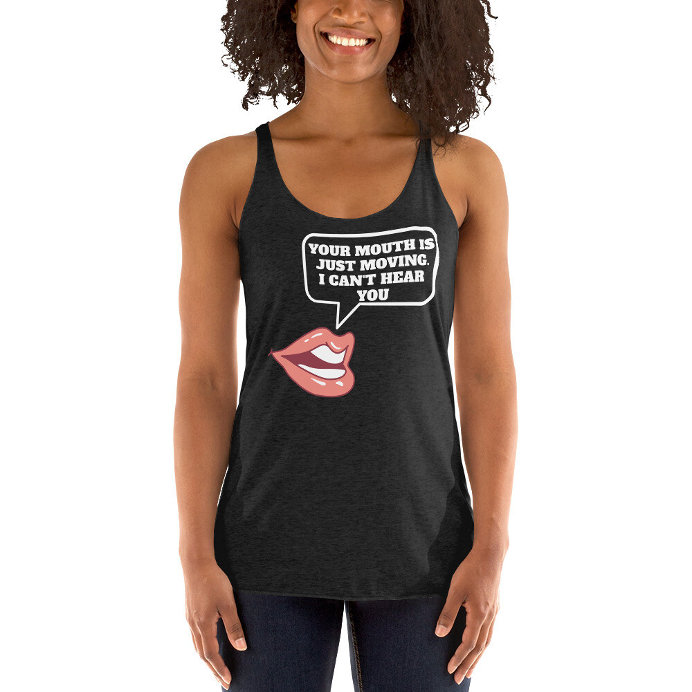 CAN&#39;T HEAR YOU-Women&#39;s Racerback Tank, Color: Vintage Black, Size: XS