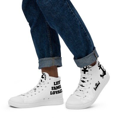 LIFE,FAMILY,LOYALTY-Men’s high top canvas shoes