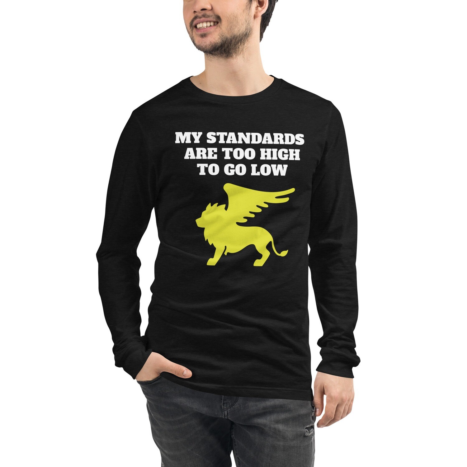 SIR STANDARDS-Unisex Long Sleeve Tee, Color: Black Heather, Size: S