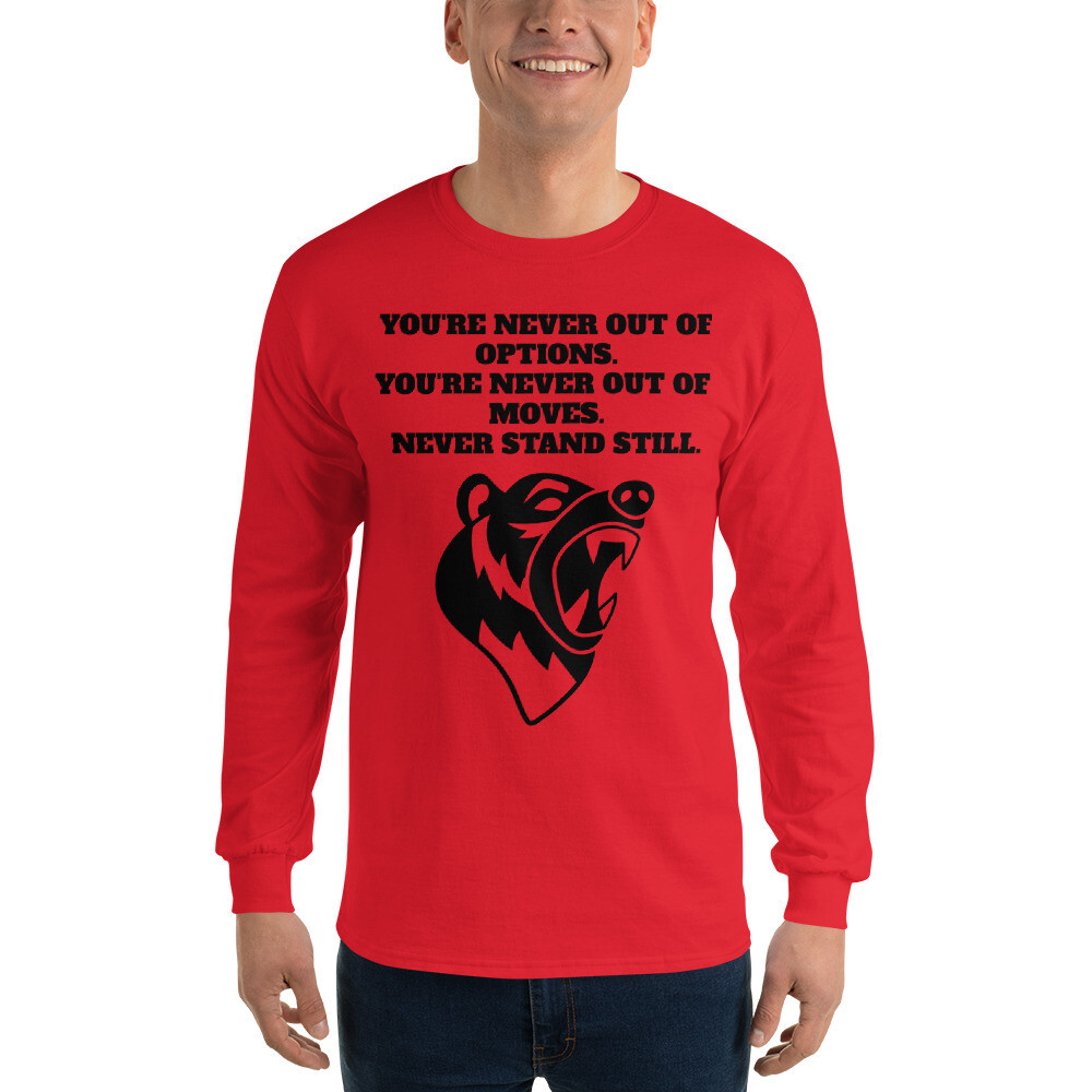 NEVER STAND STILL-Men’s Long Sleeve Shirt, Color: Red, Size: S
