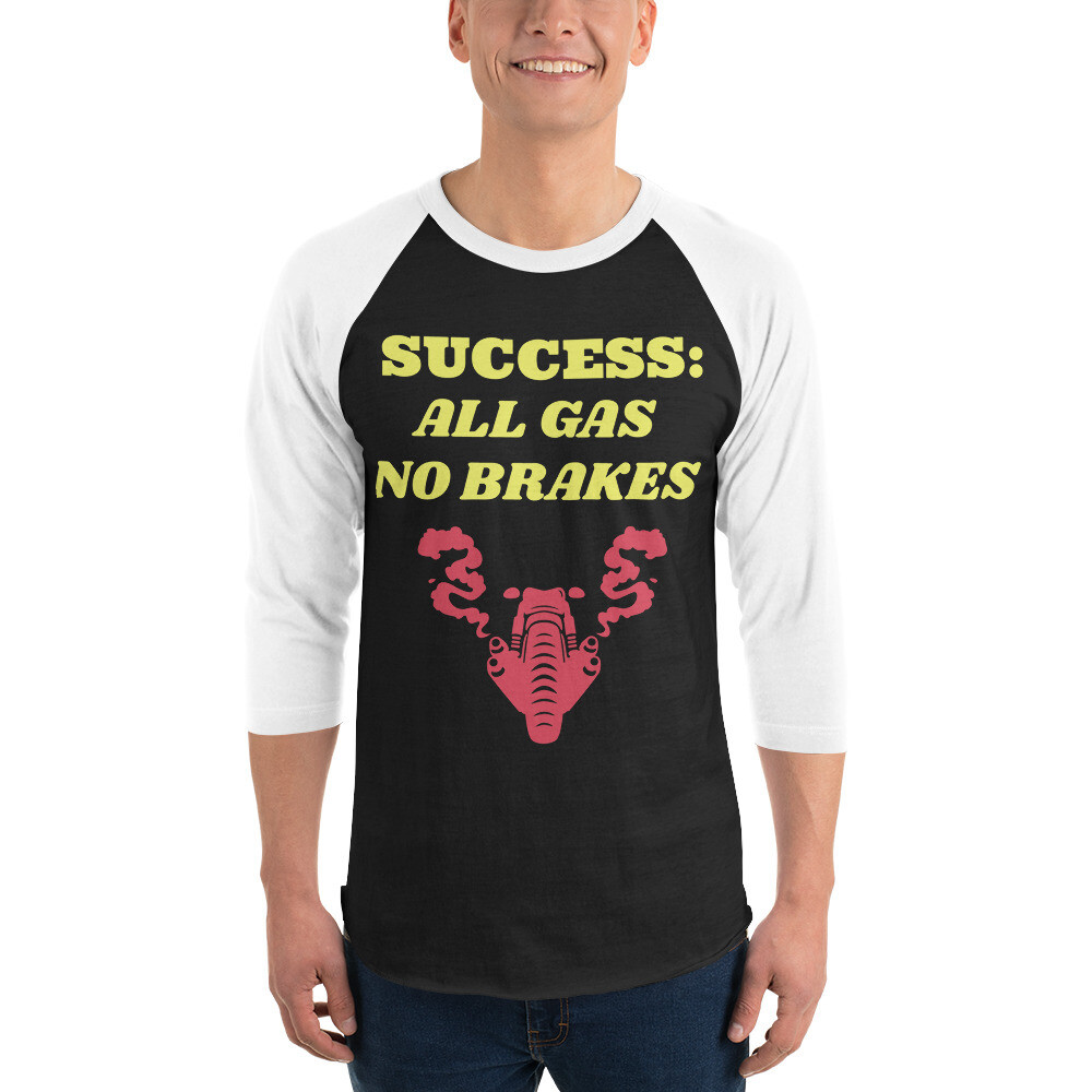 NO BRAKES-3/4 sleeve raglan shirt, Color: Black/White, Size: S