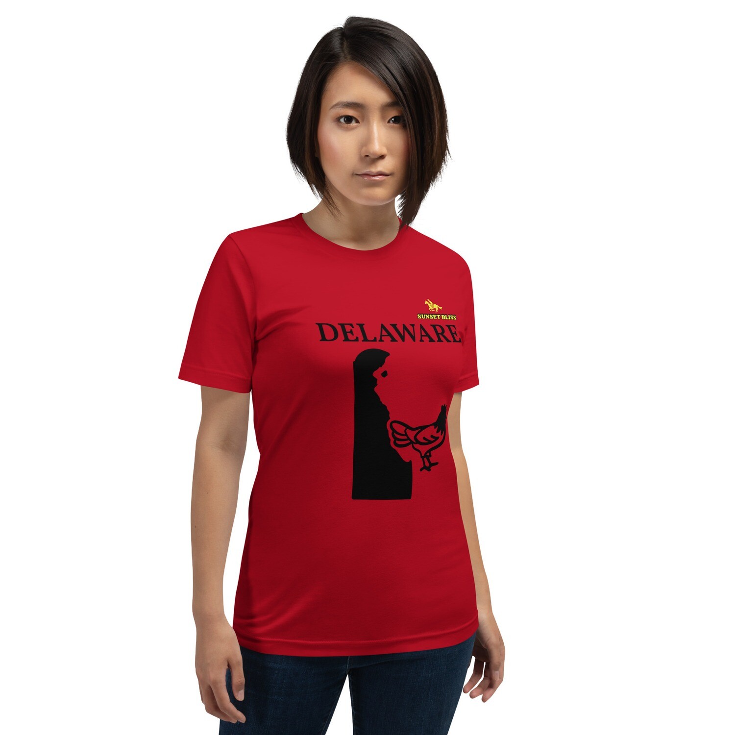 DELAWARE-Short-Sleeve Unisex T-Shirt, Color: Red, Size: S
