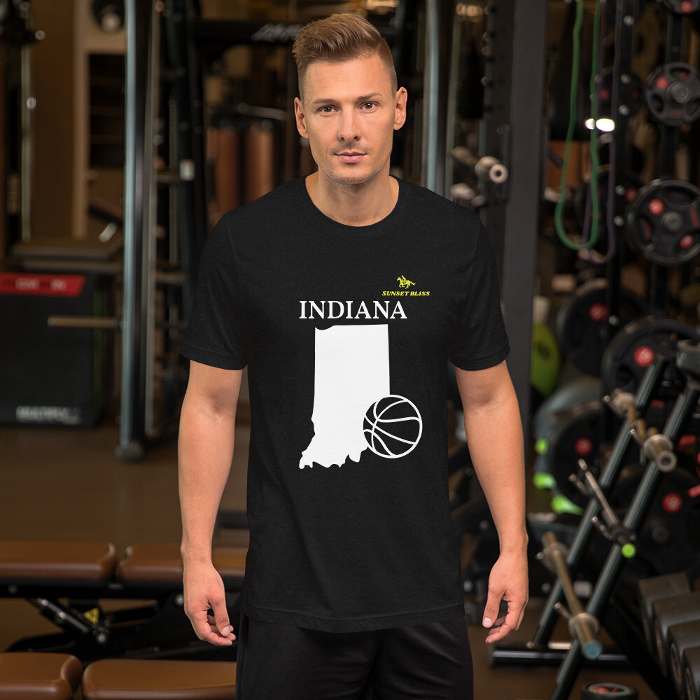 INDIANA-Short-Sleeve Unisex T-Shirt, Color: Black Heather, Size: S