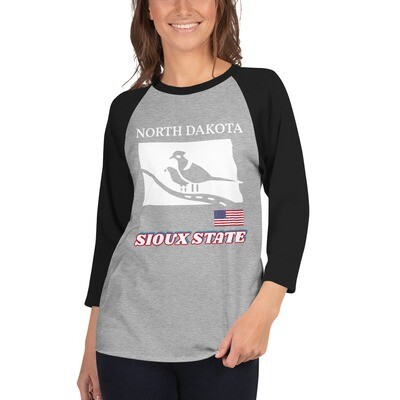 NORTH DAKOTA-3/4 sleeve raglan shirt