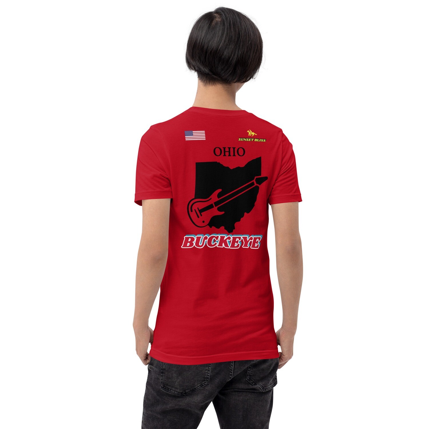OHIO-Short-sleeve unisex t-shirt, Color: Red, Size: S