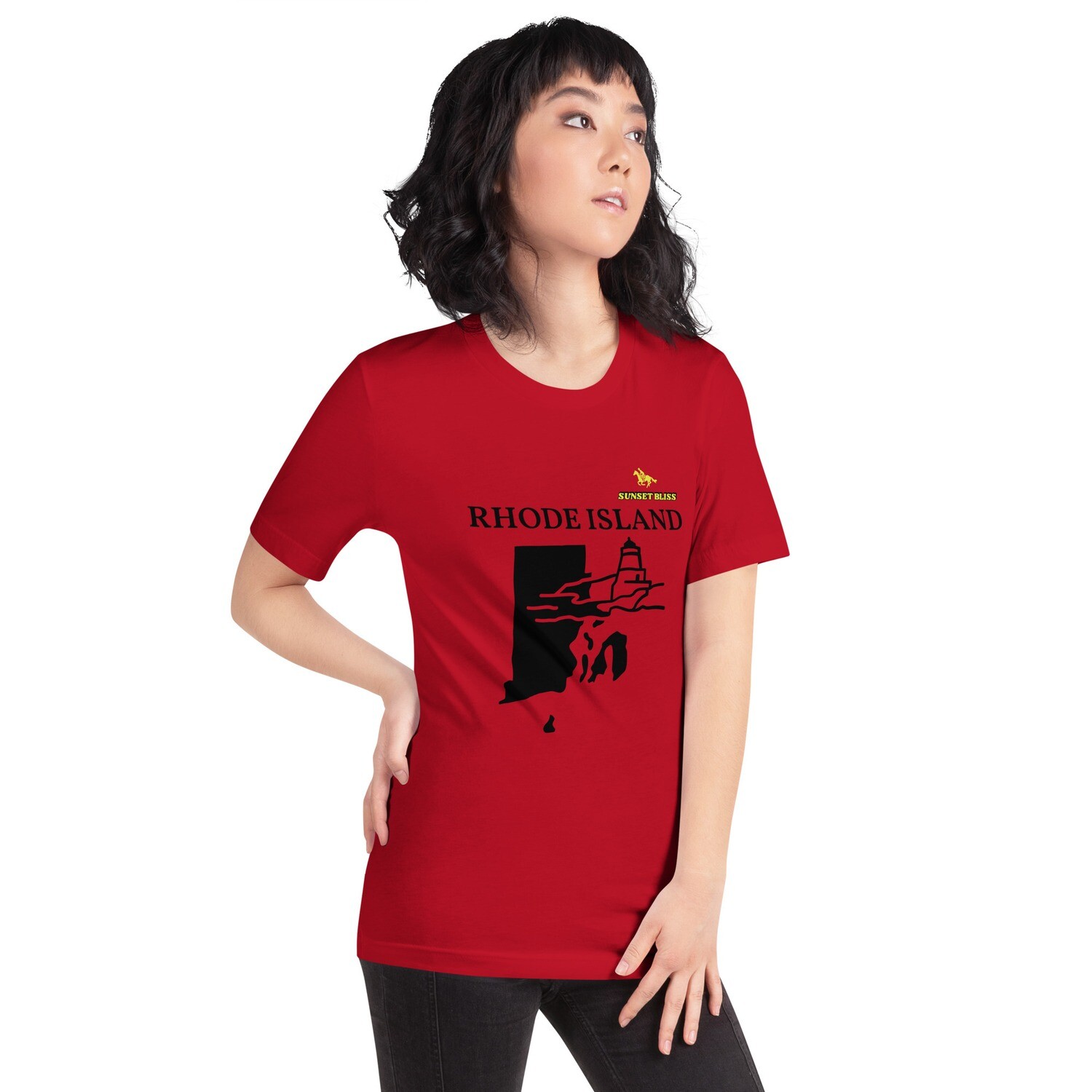 RHODE ISLAND-Short-sleeve unisex t-shirt, Color: Red, Size: S