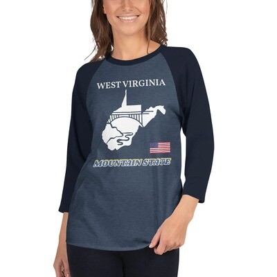WEST VIRGINIA-3/4 sleeve raglan shirt