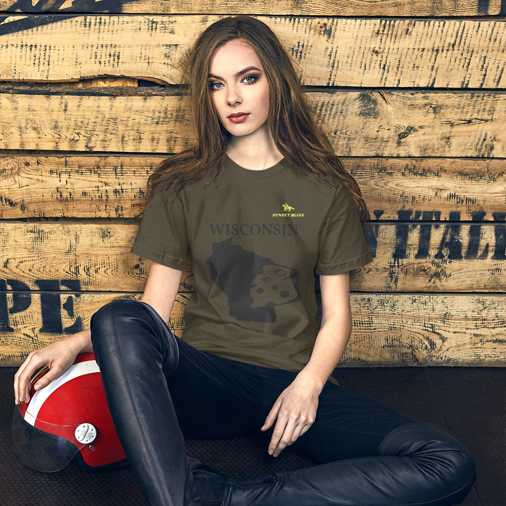 WISCONSIN-Short-sleeve unisex t-shirt, Color: Army, Size: S