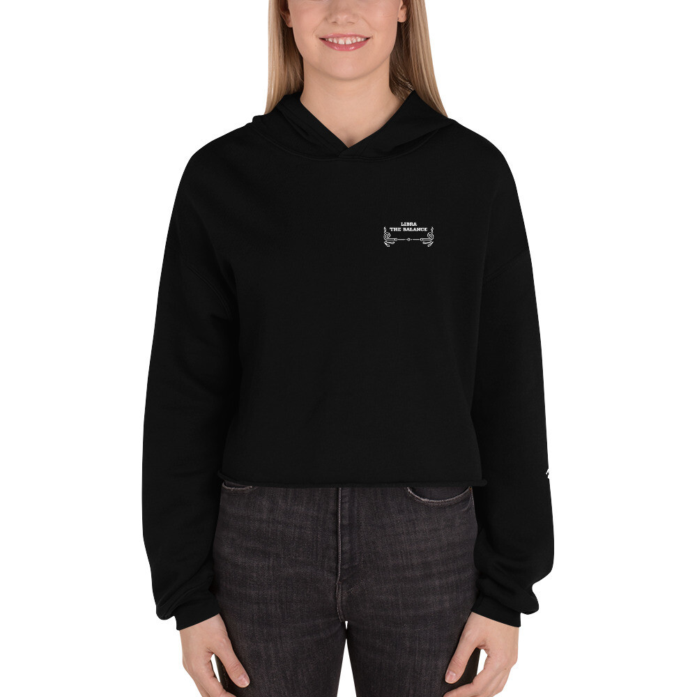 LIBRA ZODIAC-Crop Hoodie, Color: Black, Size: S