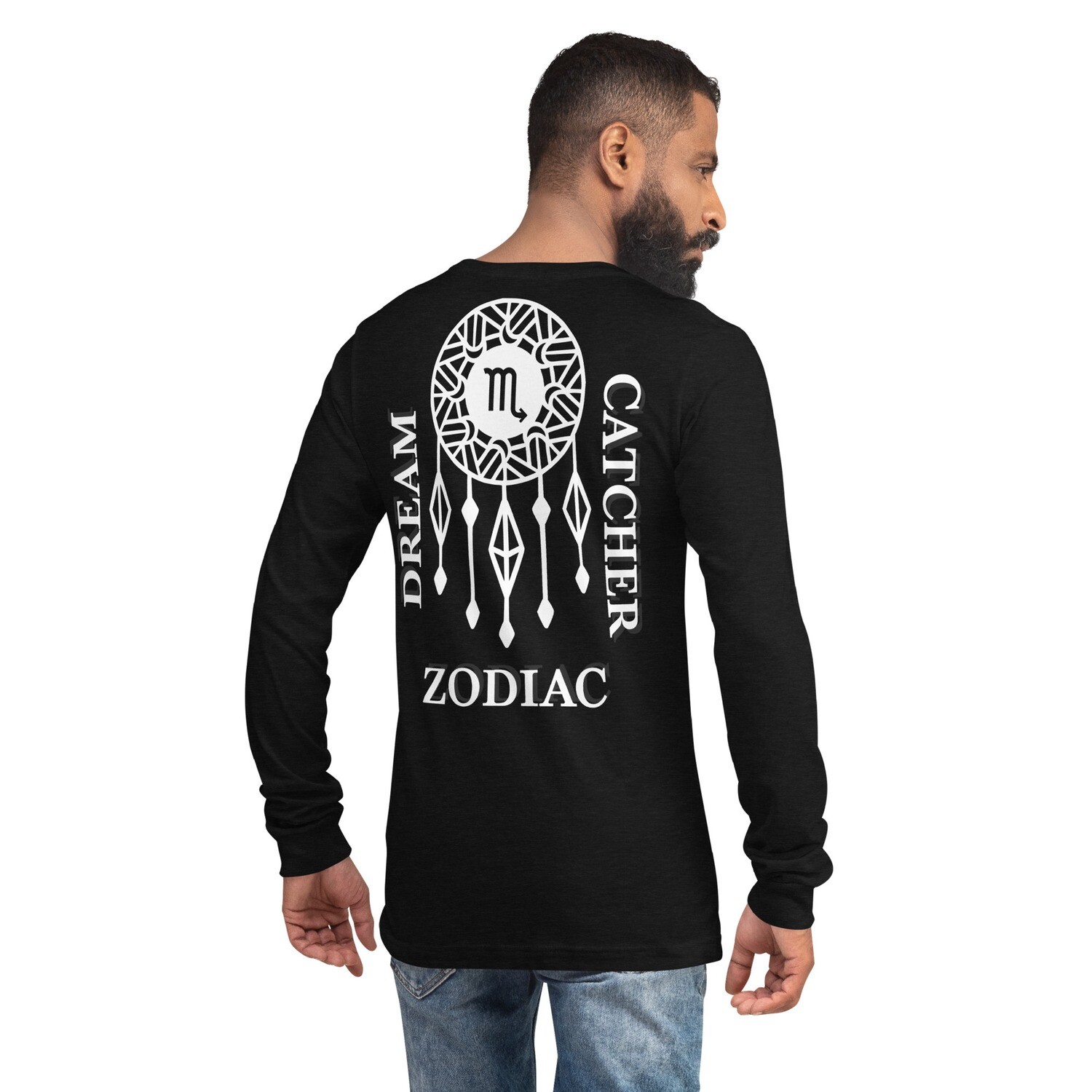 SCORPIO ZODIAC-Unisex Long Sleeve Tee, Color: Black Heather, Size: XS