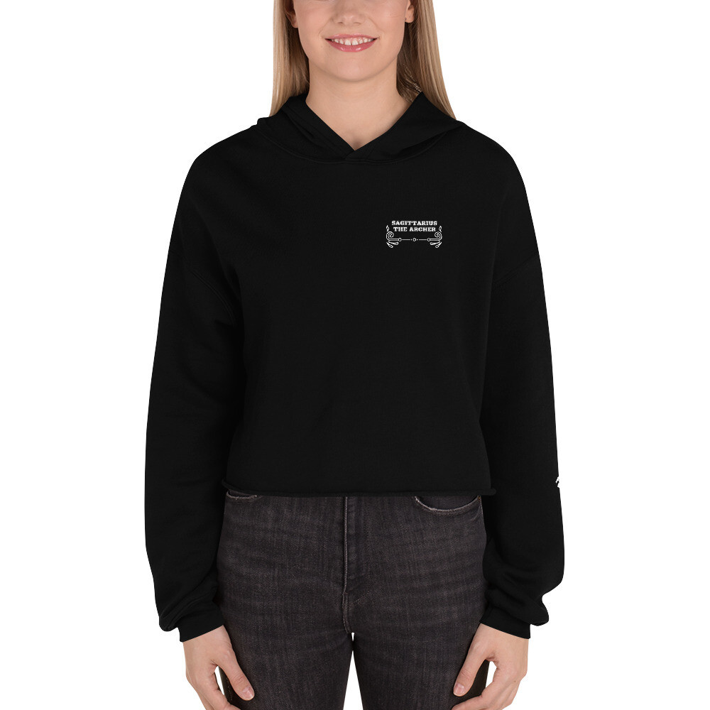 SAGITTARIUS ZODIAC-Crop Hoodie, Color: Black, Size: S