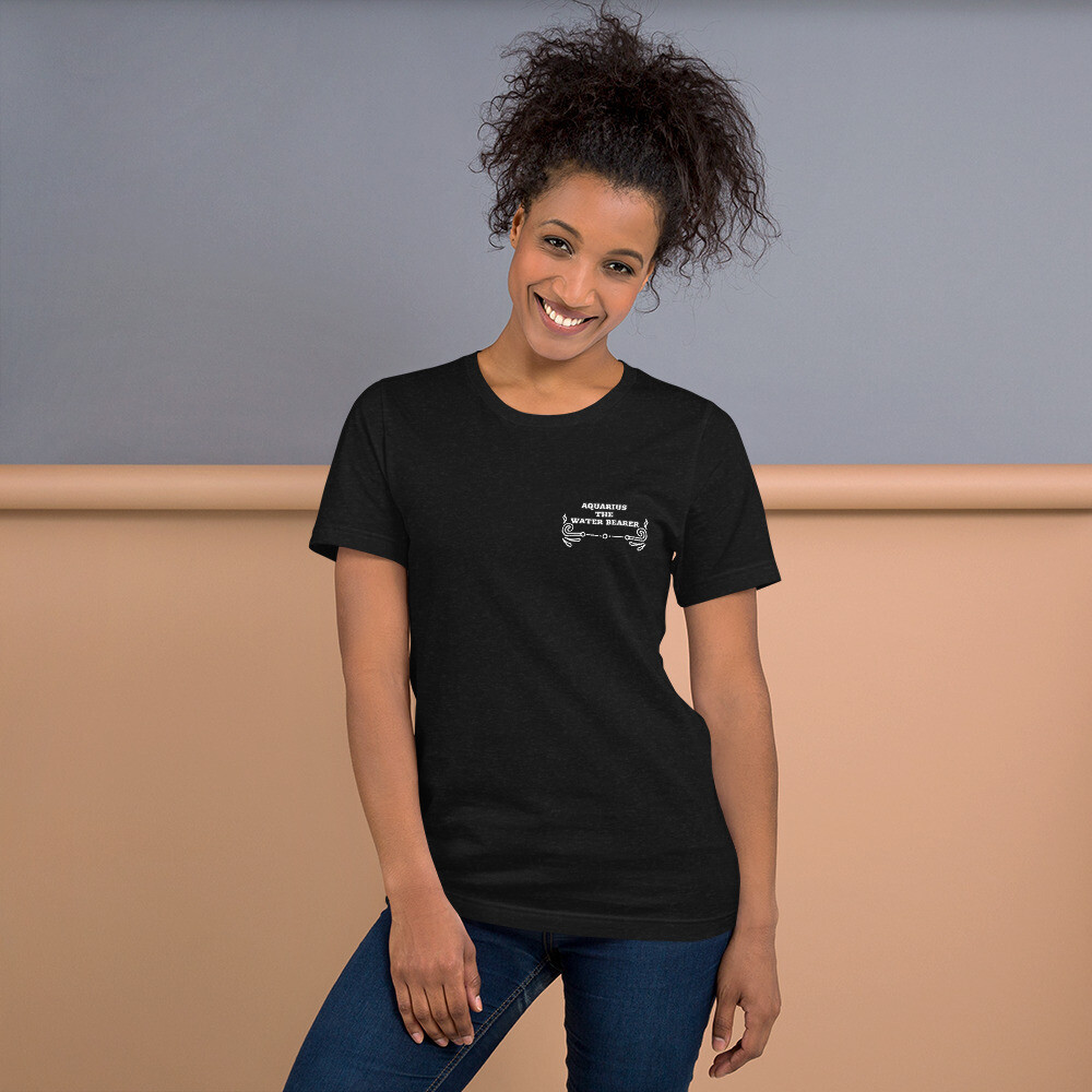 AQUARIUS ZODIAC-Short-sleeve unisex t-shirt, Color: Black Heather, Size: S
