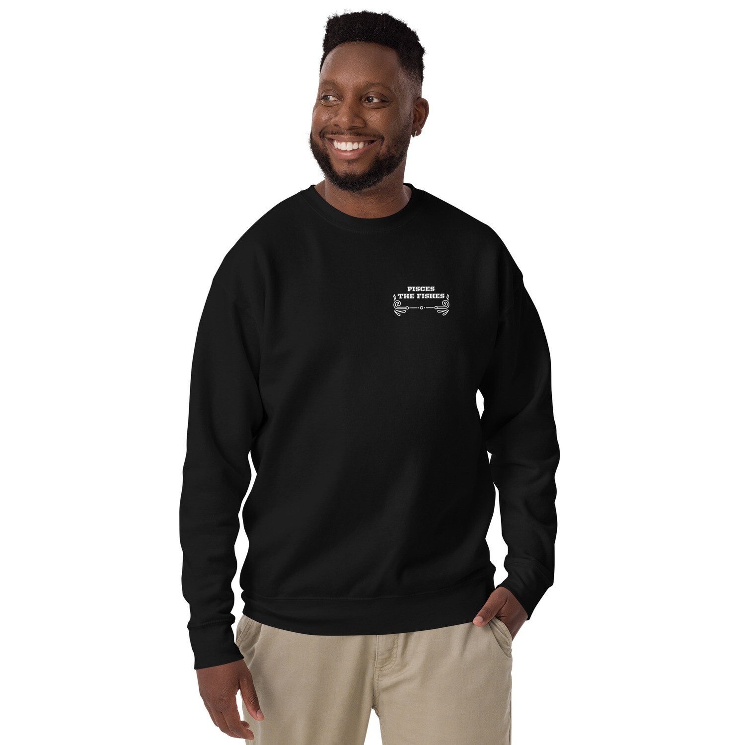 PISCES ZODIAC-Unisex Premium Sweatshirt, Color: Black, Size: S