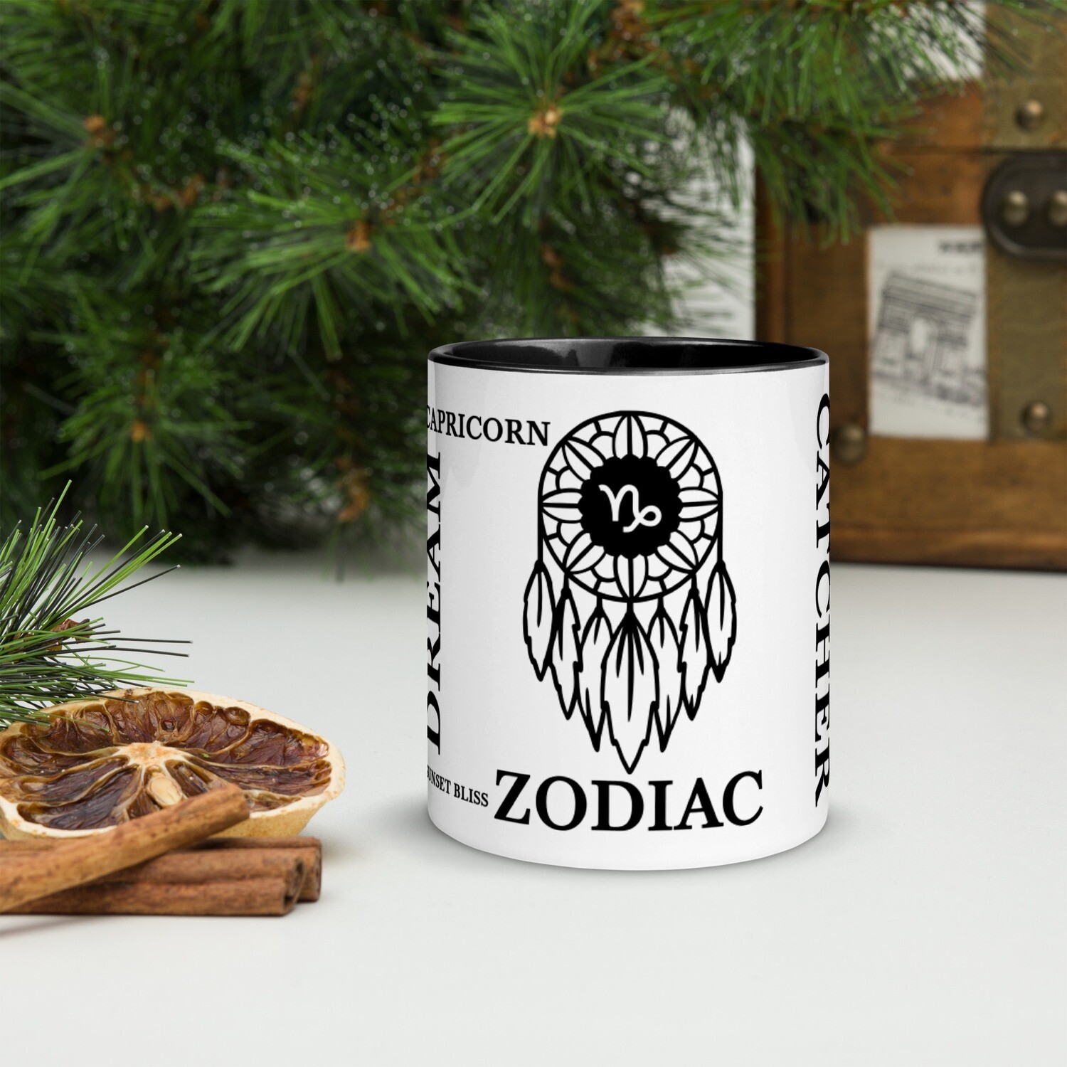 CAPRICORN ZODIAC-Mug with Color Inside, Color: Black