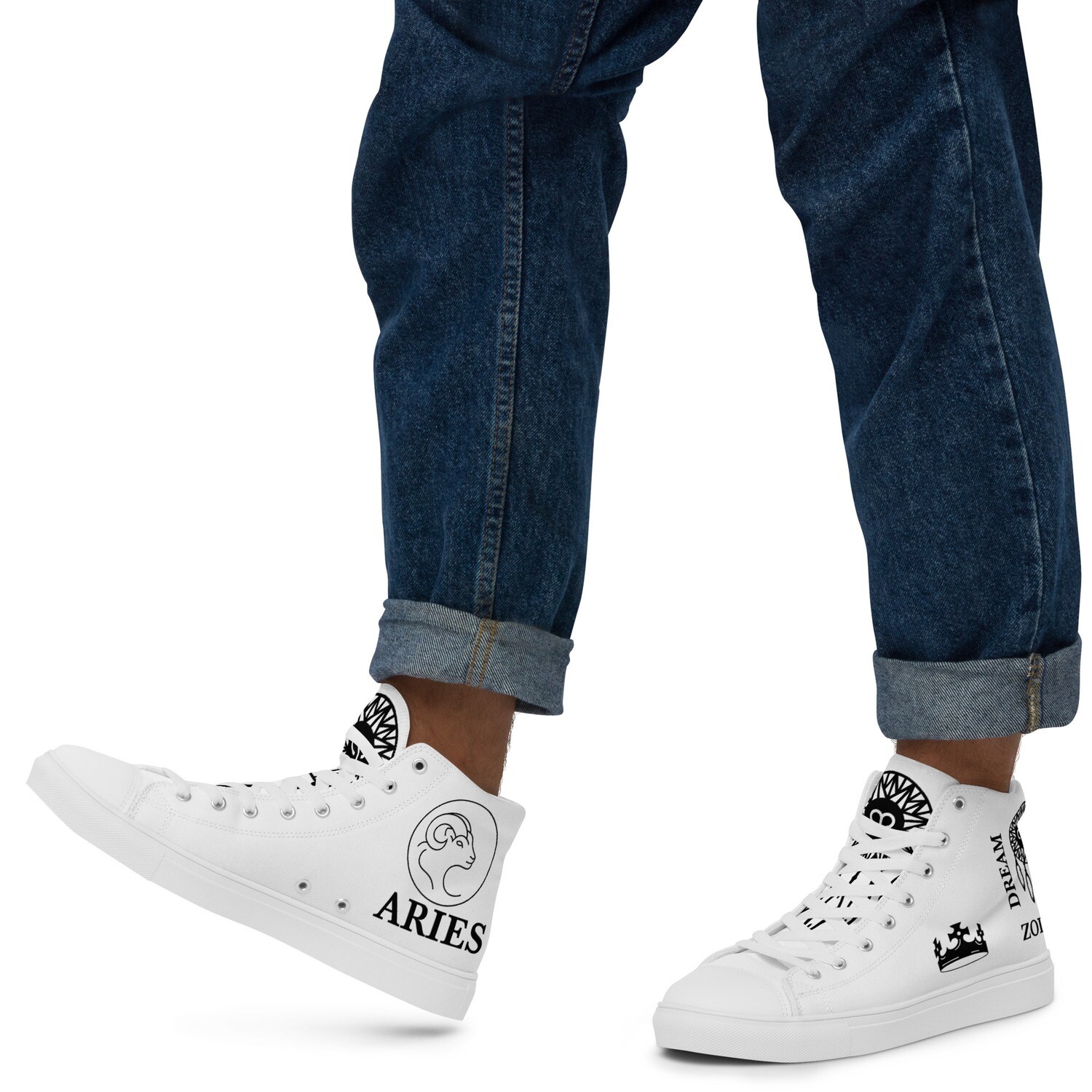 ARIES ZODIAC-Men’s high top canvas shoes, Size: 5