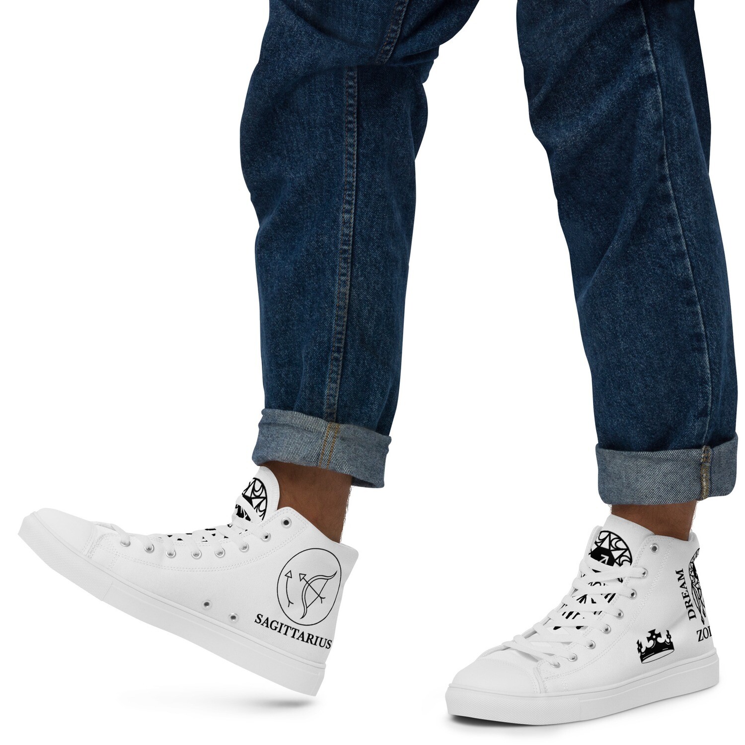 SAGITTARIUS ZODIAC-Men’s high top canvas shoes, Size: 5