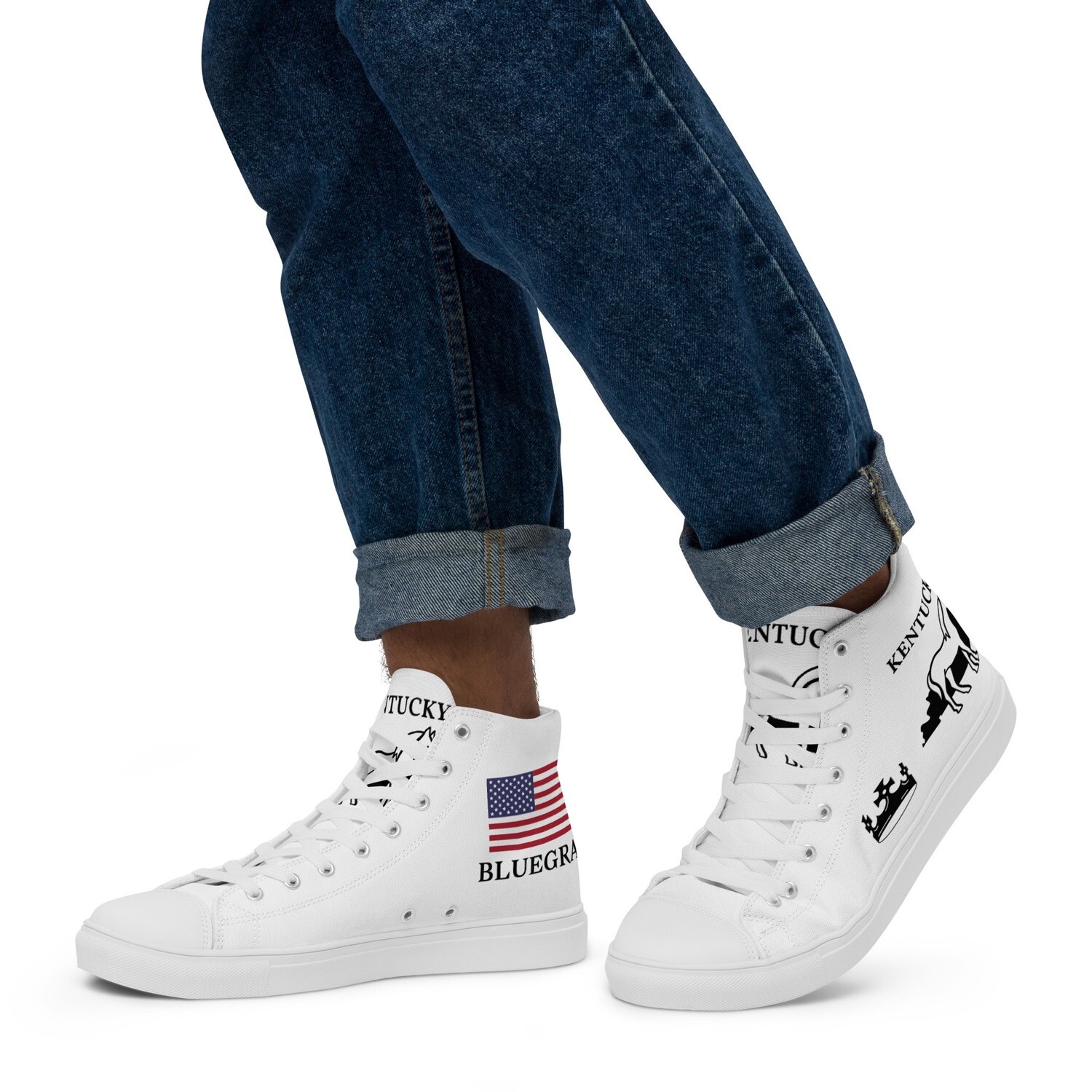 KENTUCKY-Men’s high top canvas shoes, Size: 5