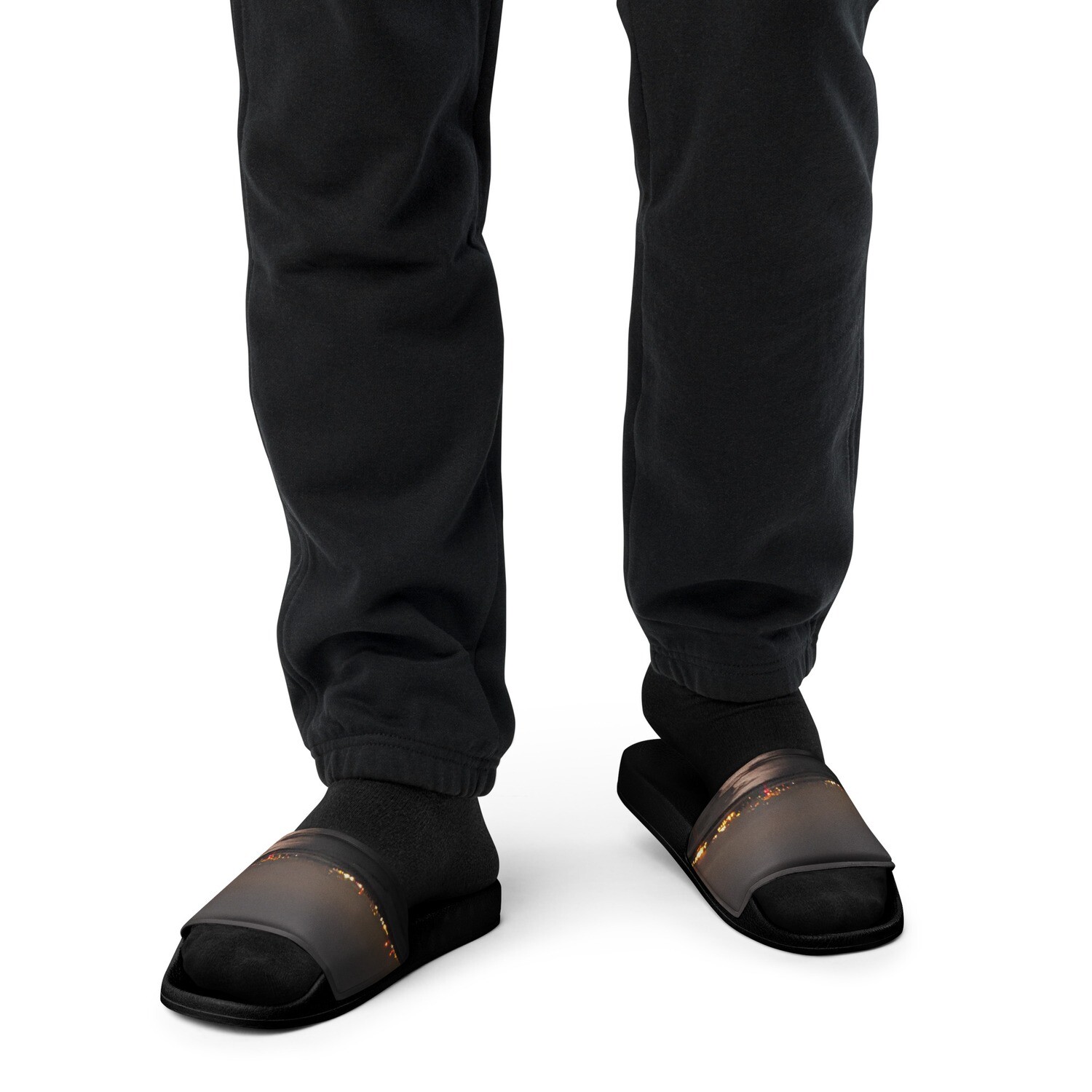 MIDNIGHT BLISS-Men’s slides, Color: Black, Size: 6.5