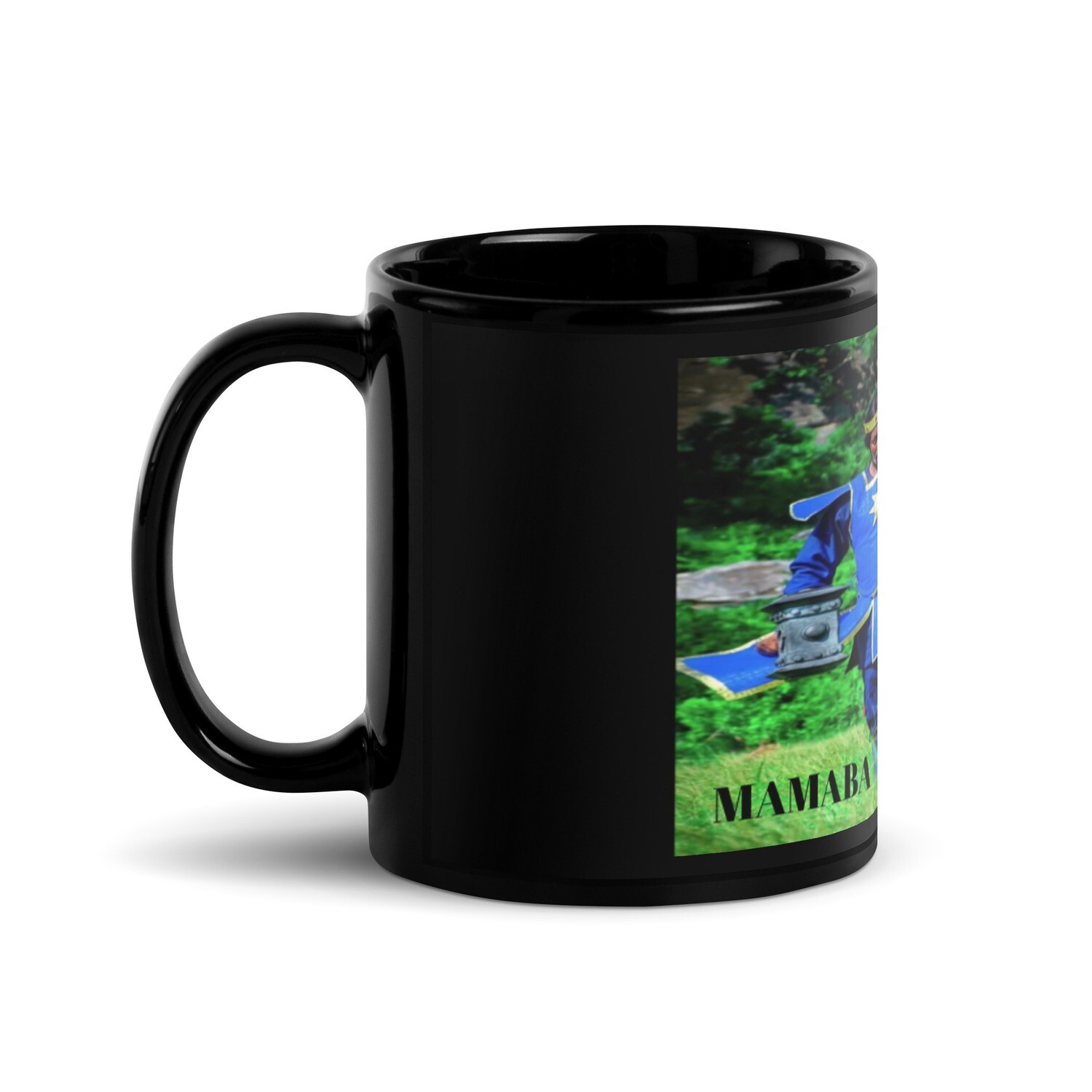MAMABA-HAMMER-Black Glossy Mug, Size: 11oz