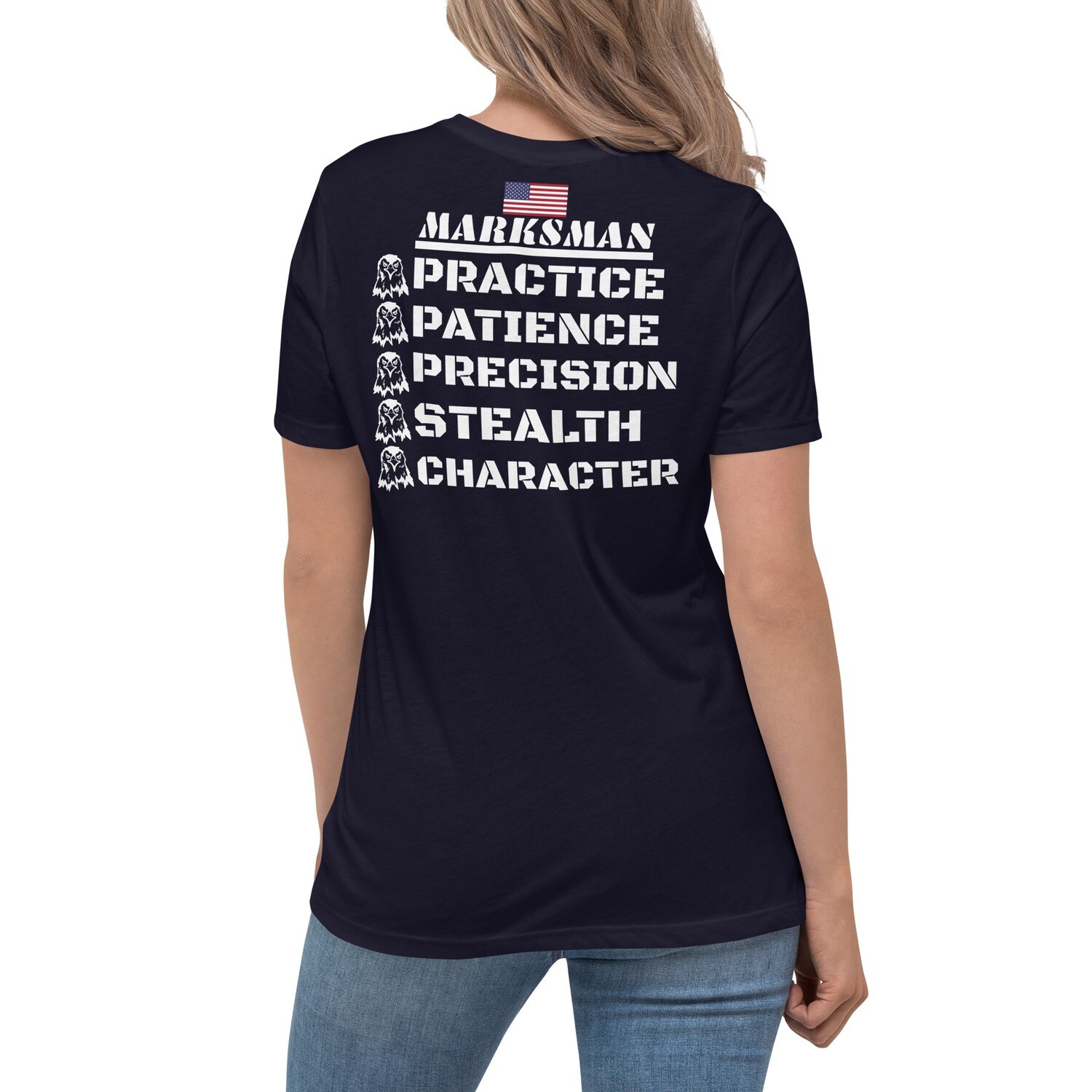 5TH-DV-SNIPER/MARKSMAN-Women&#39;s Relaxed T-Shirt, Color: Navy, Size: S