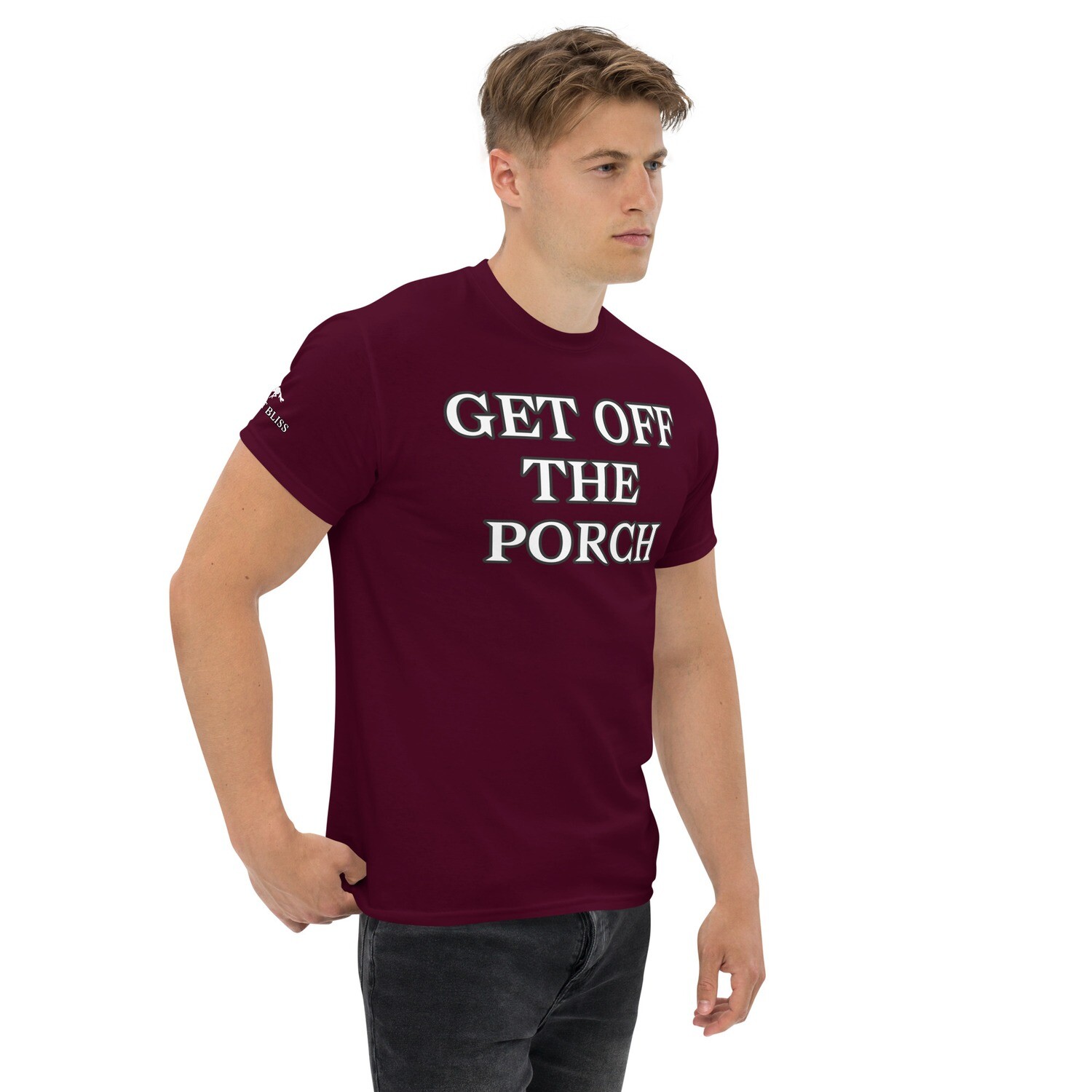 OFF PORCH-Men&#39;s classic tee, Color: Maroon, Size: S