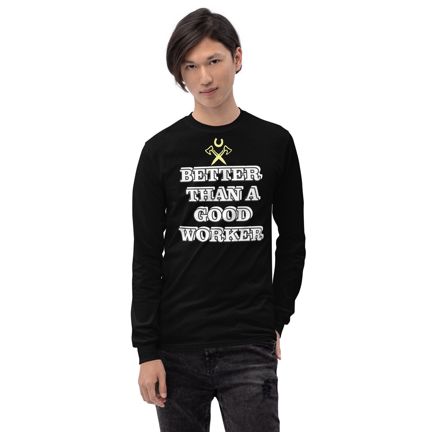 BETTER THAN-Men’s Long Sleeve Shirt, Color: Black, Size: S