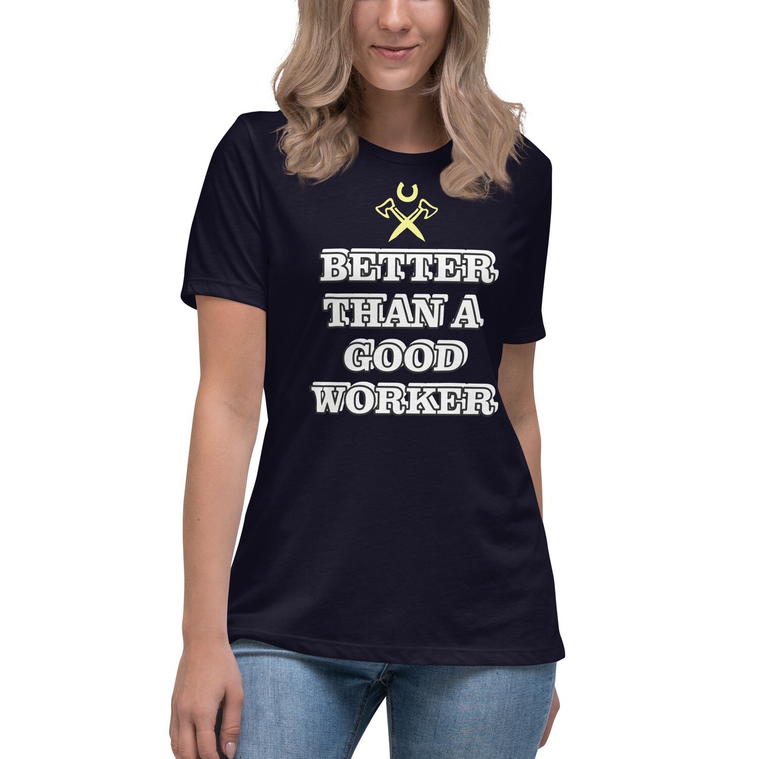 BETTER THAN-Women&#39;s Relaxed T-Shirt, Color: Navy, Size: S