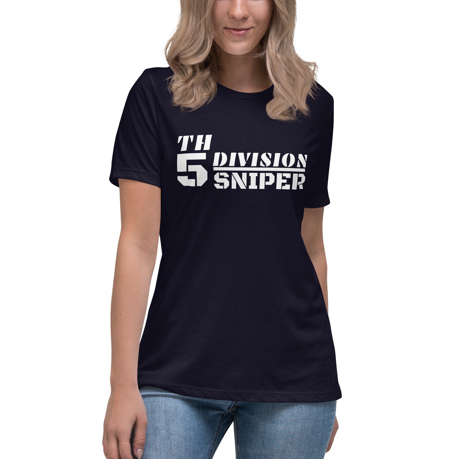 5TH-DV-SNIPER-Women&#39;s Relaxed T-Shirt, Color: Navy, Size: S