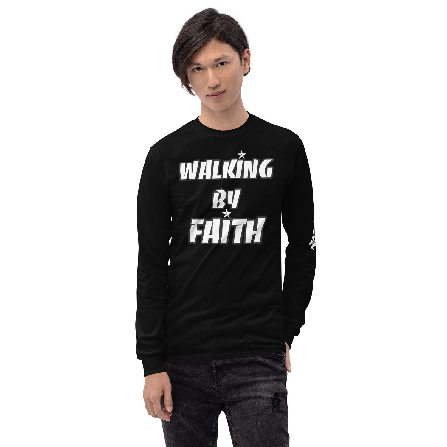 IN FAITH-Men’s Long Sleeve Shirt, Color: Black, Size: S