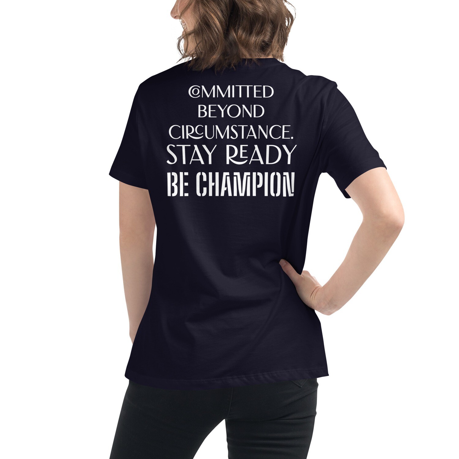 BE CHAMPION-STAY READY-Women&#39;s Relaxed T-Shirt, Color: Navy, Size: S