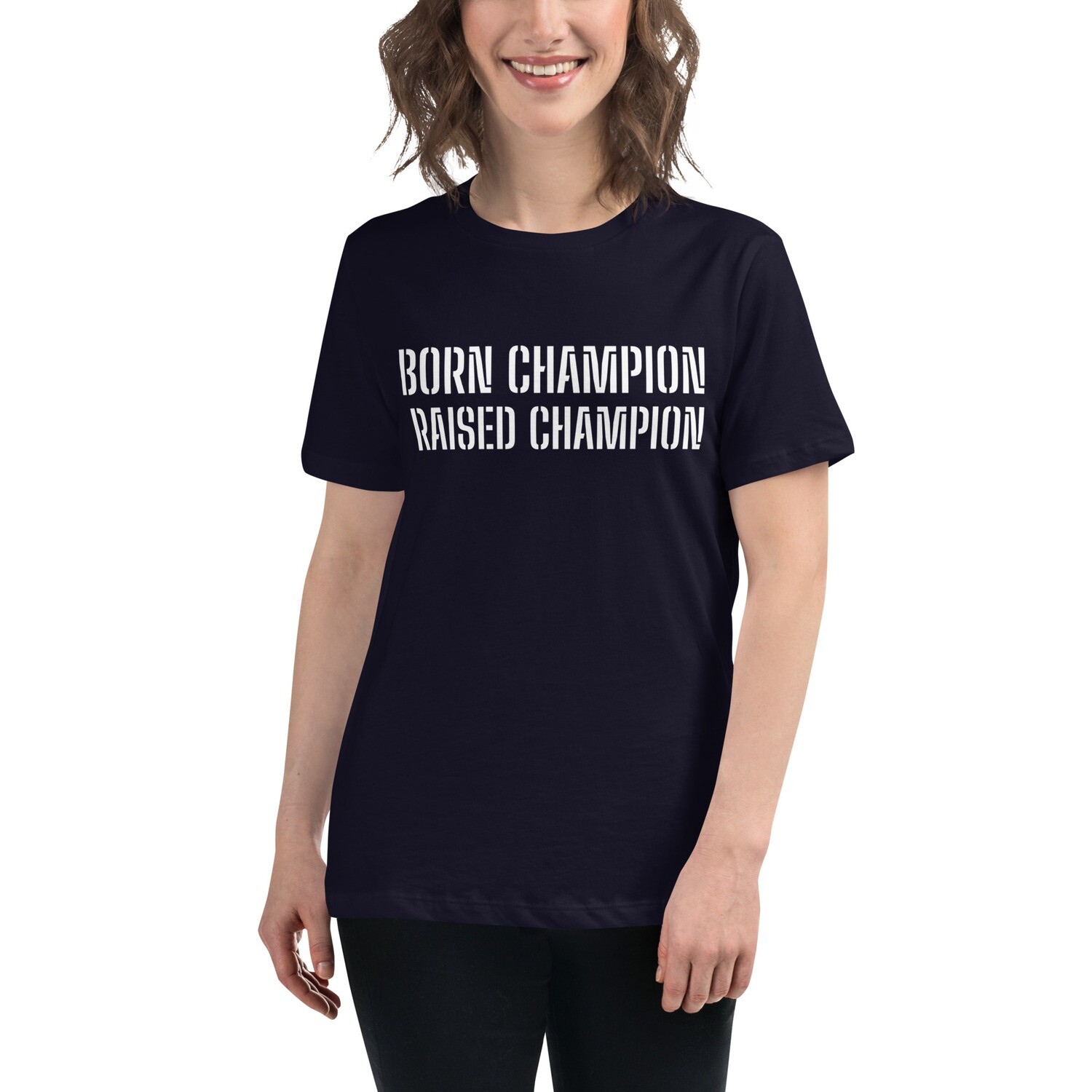BE CHAMPION-ACCOUNTABLE-Women&#39;s Relaxed T-Shirt, Color: Navy, Size: S