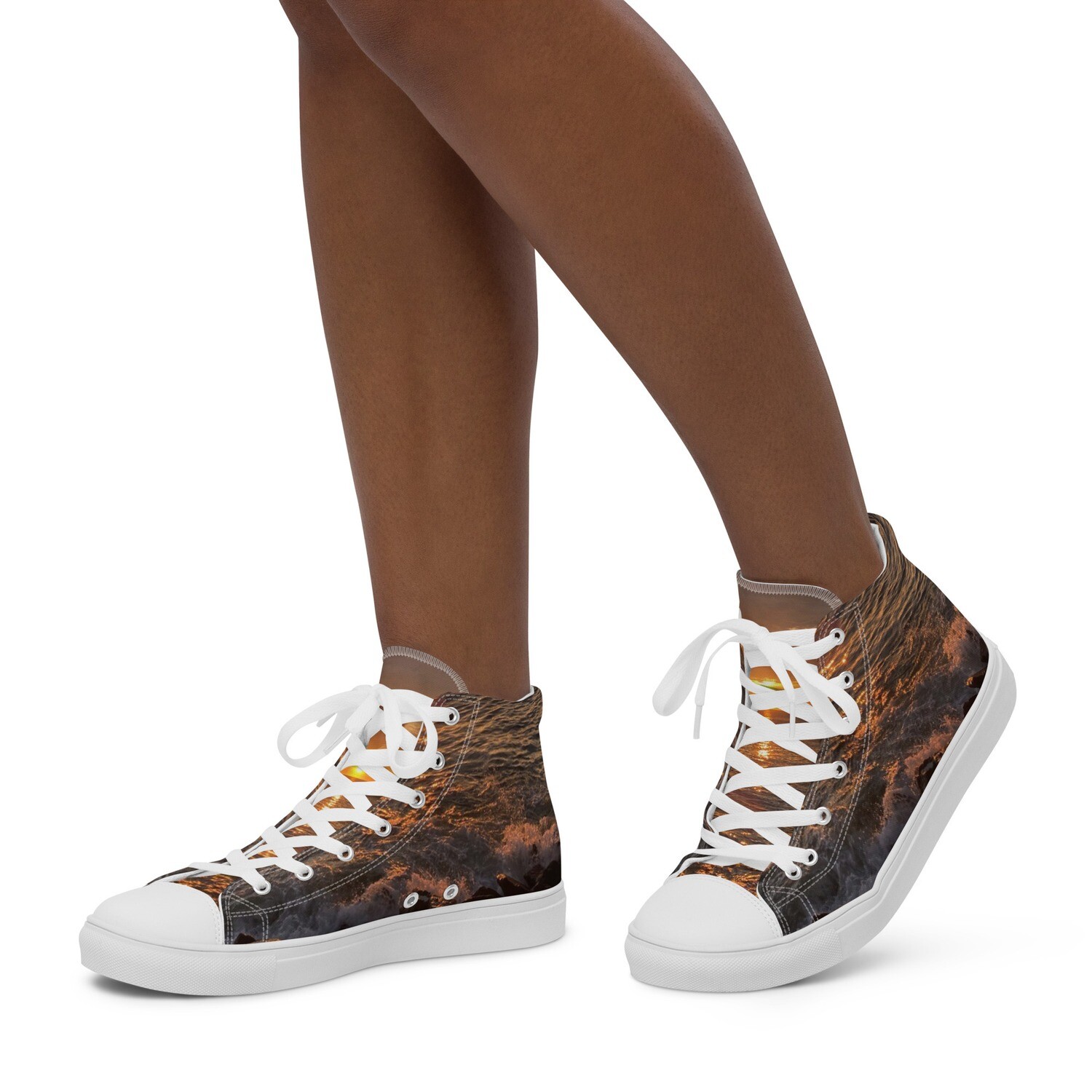 OCEAN VIEW-Women’s high top canvas shoes, Size: 5