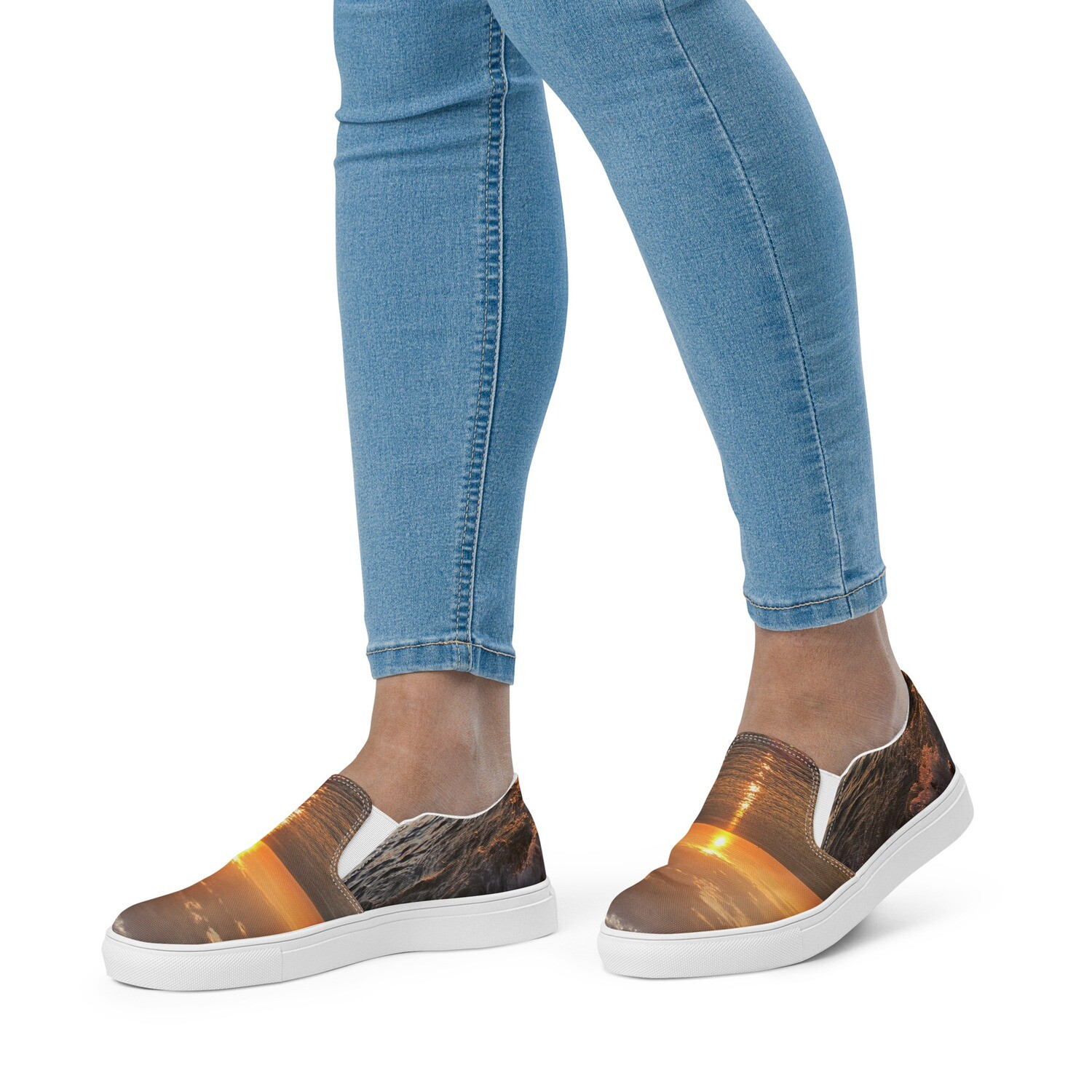 OCEAN VIEW-Women’s slip-on canvas shoes, Size: 5