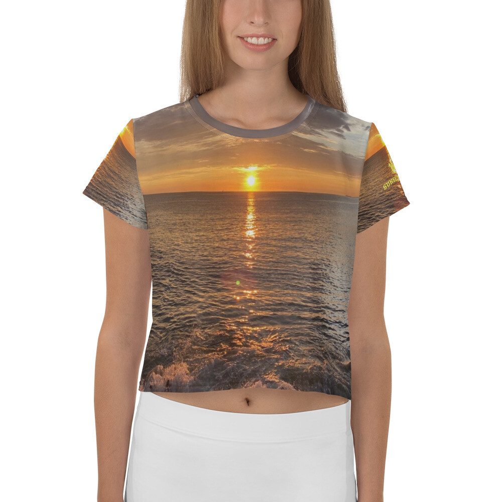 OCEAN VIEW-All-Over Print Crop Tee, Size: XS