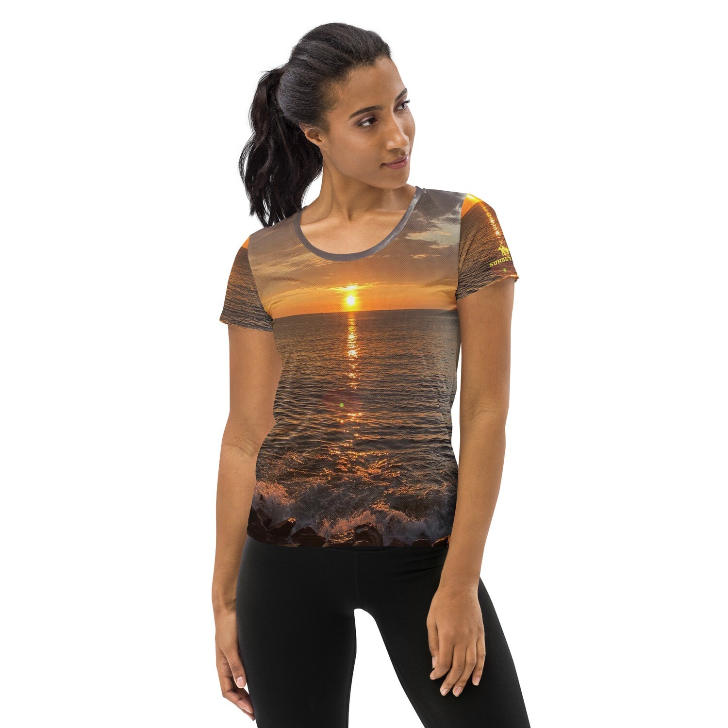 OCEAN VIEW-All-Over Print Women&#39;s Athletic T-shirt, Size: XS