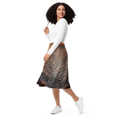 OCEAN VIEW-All-over print long sleeve midi dress