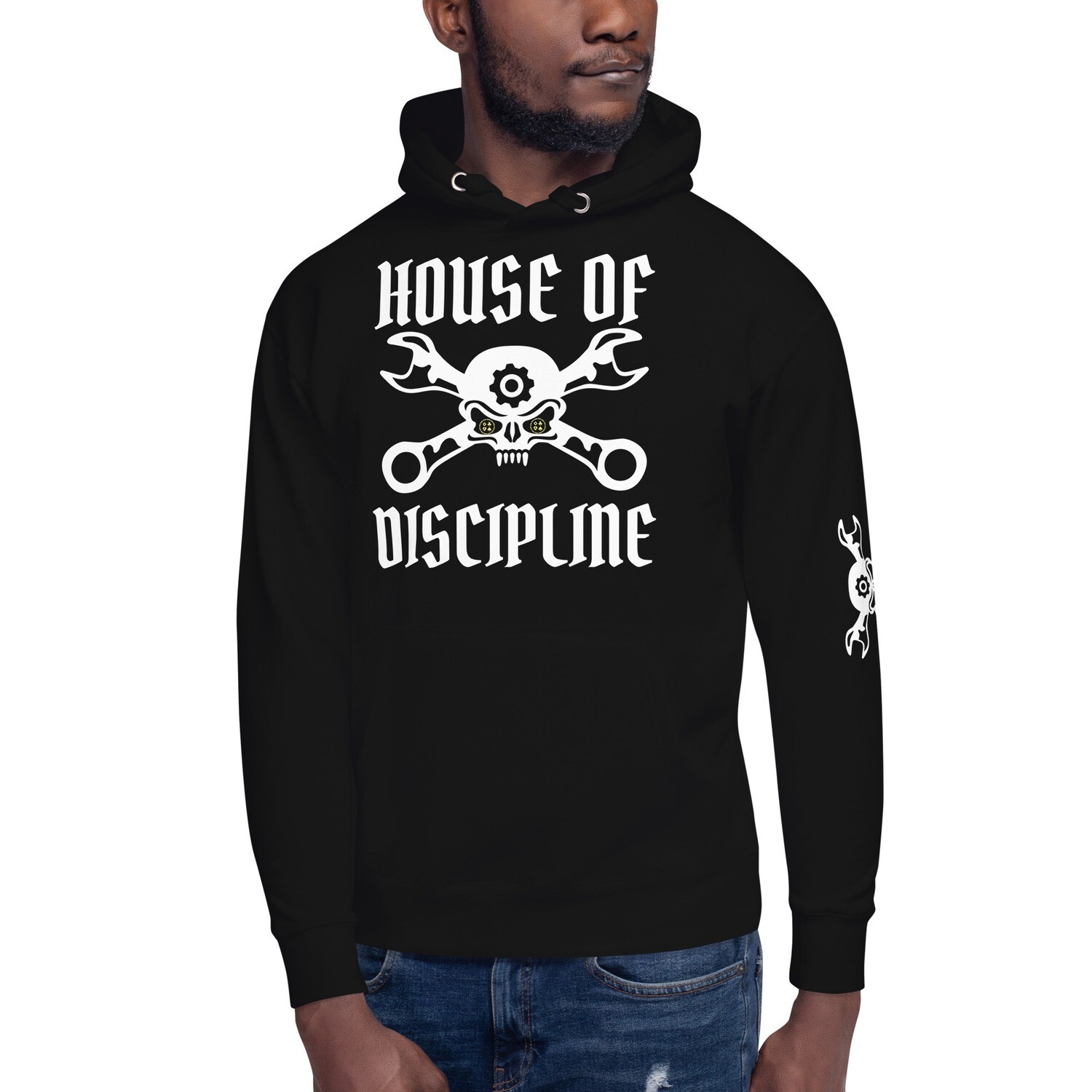 HOUSE OF DISCIPLINE- NO EXCUSES-Unisex Hoodie, Color: Black, Size: S
