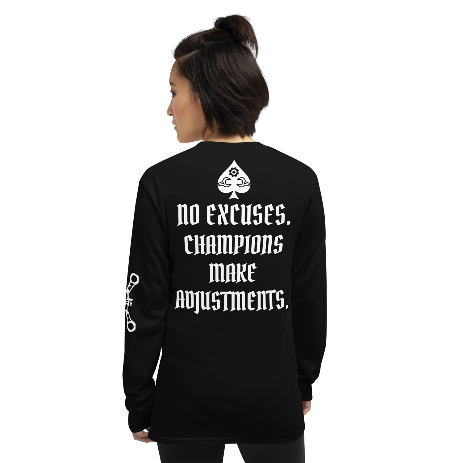 HOUSE OF DISCIPLINE- NO EXCUSES-Men’s Long Sleeve Shirt, Color: Black, Size: S