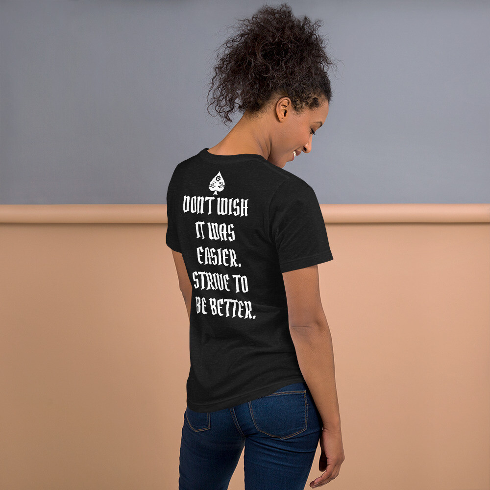 HOUSE OF DISCIPLINE- STRIVE-Unisex t-shirt, Color: Black Heather, Size: S