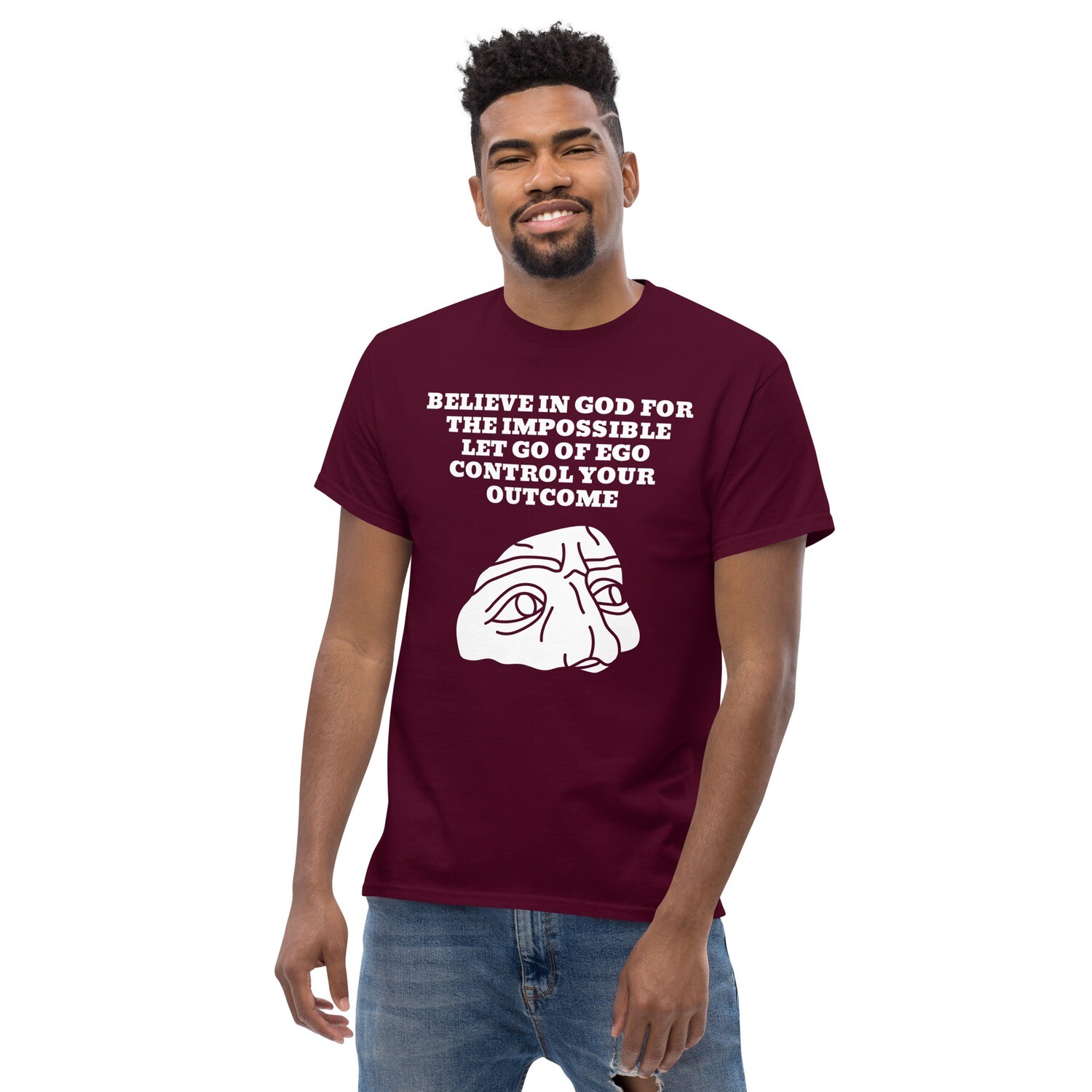 BELIEVE IN-Men&#39;s classic tee, Color: Maroon, Size: S