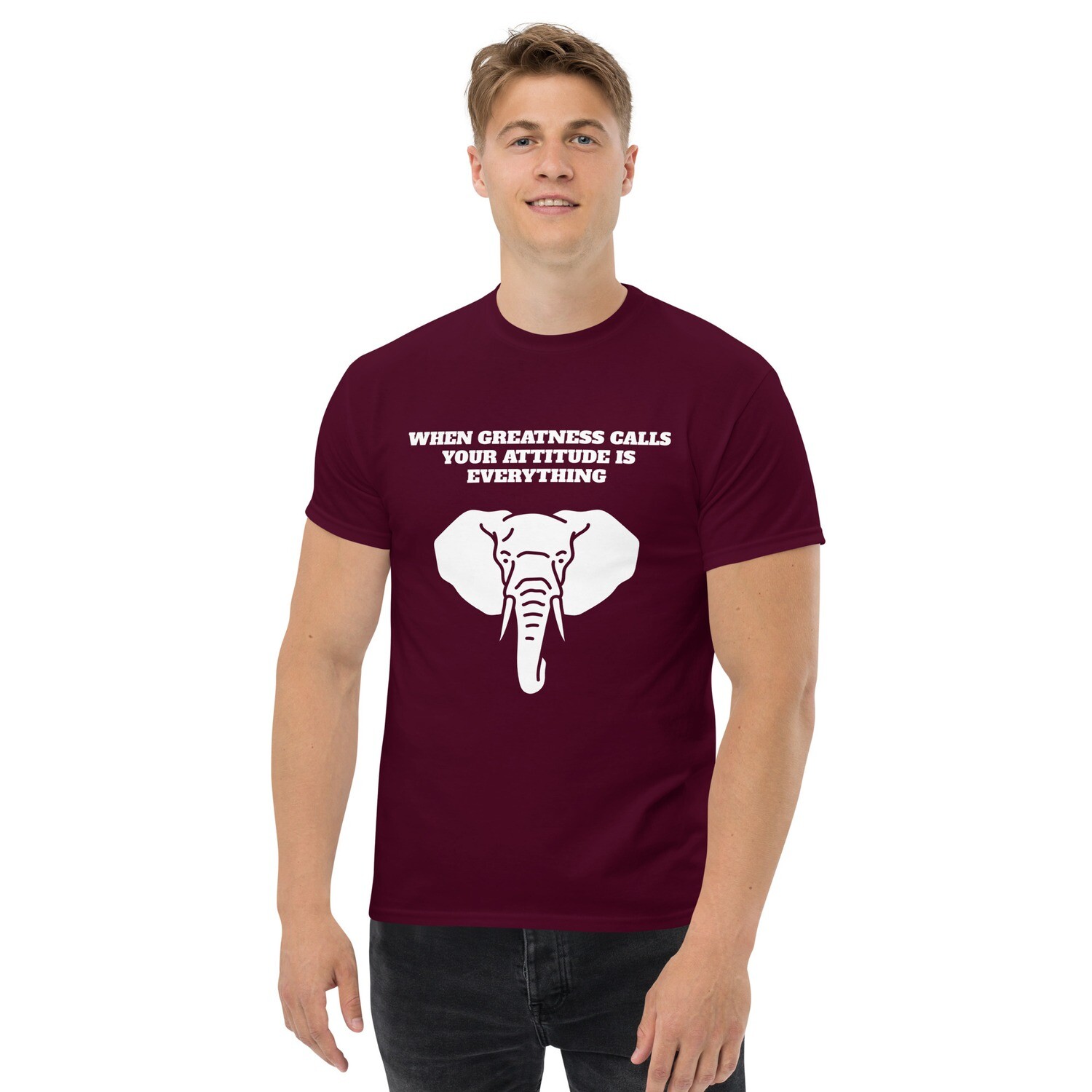 GREATNESS CALLS-Men&#39;s classic tee, Color: Maroon, Size: S